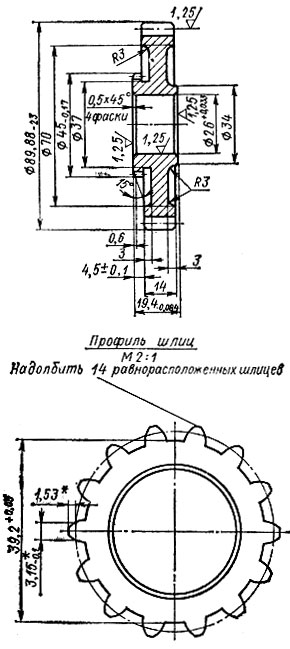 Рис. 10.9. Зубчатое колесо II передачи вторичного вала